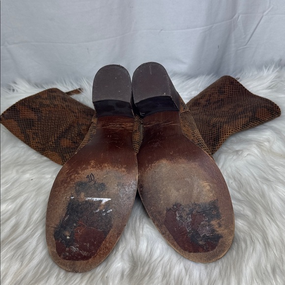 'Free People Elle Brown/Black Snakeskin Leather Women's Boots Sz 41/US 10 - Picture 7 of 7